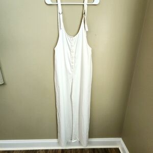 Amuse Society Size S White Button-Down Sleeveless Wide Leg 100% Cotton Overall